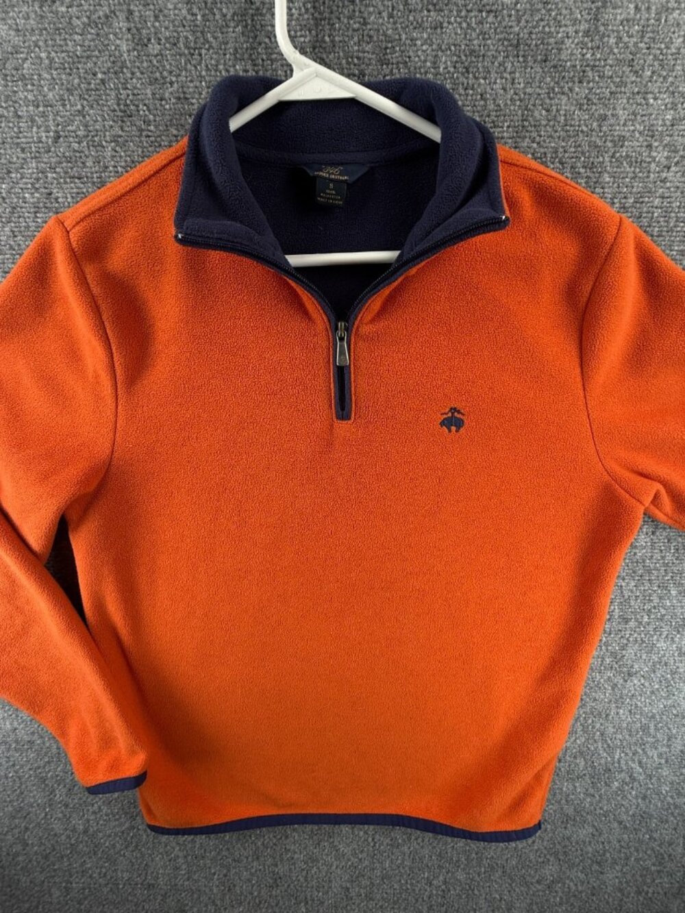 Brooks Brothers Blue Orange Fleece Pullover 1/4 Zip Jacket Sweater Soft Small